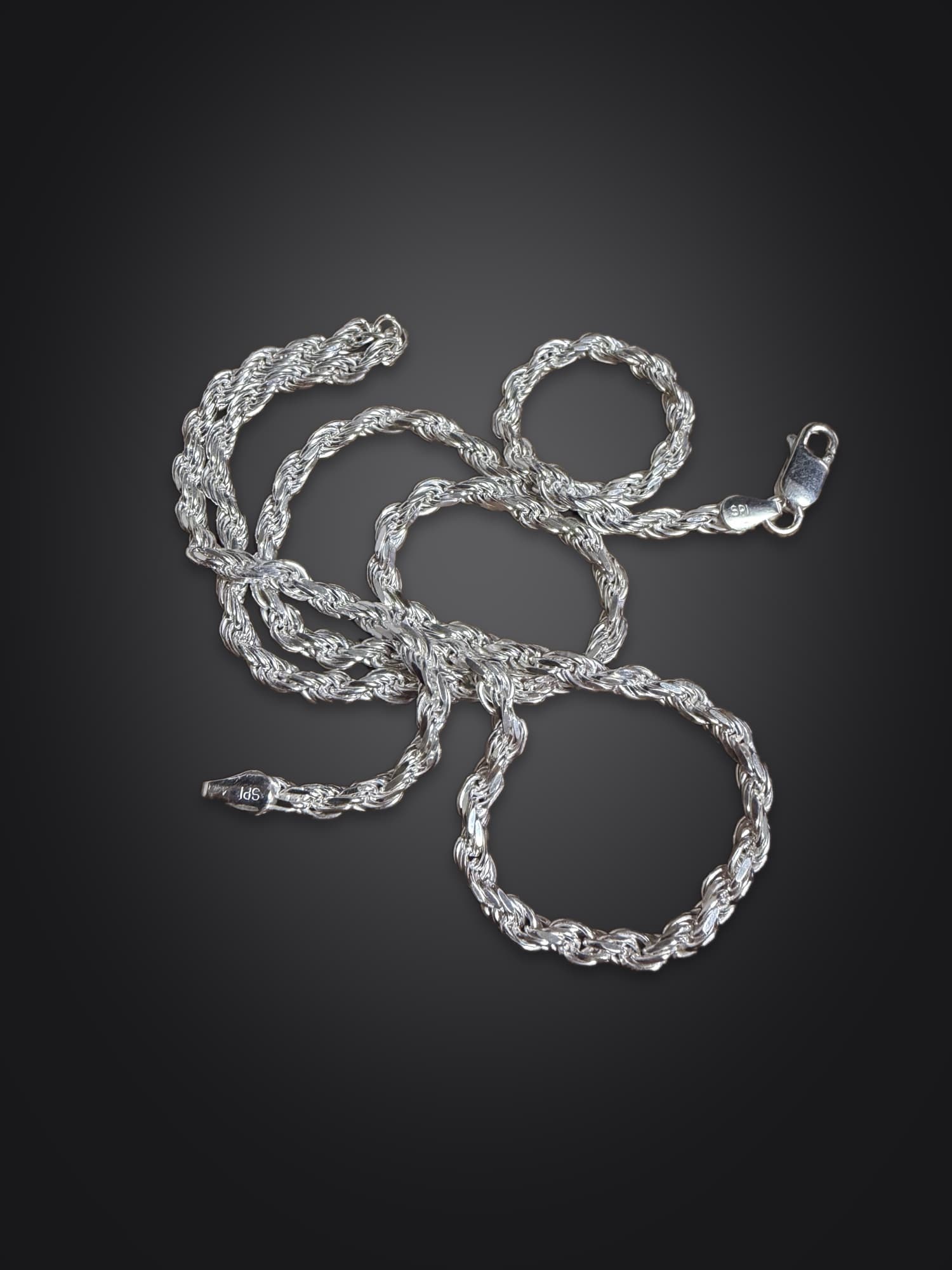 Sterling silver rope chains coiled together