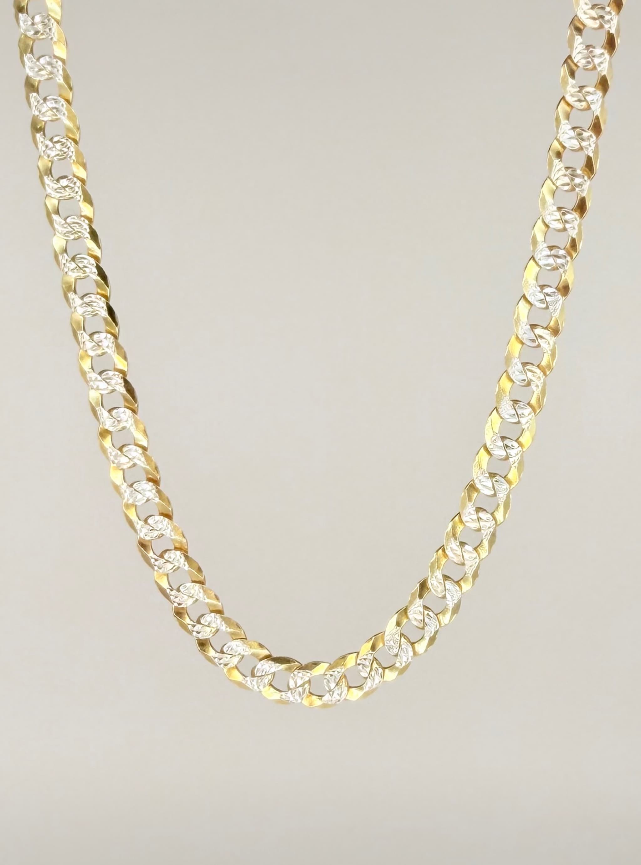 925 Sterling Silver Diamond Cut Curb Chain — Gold
