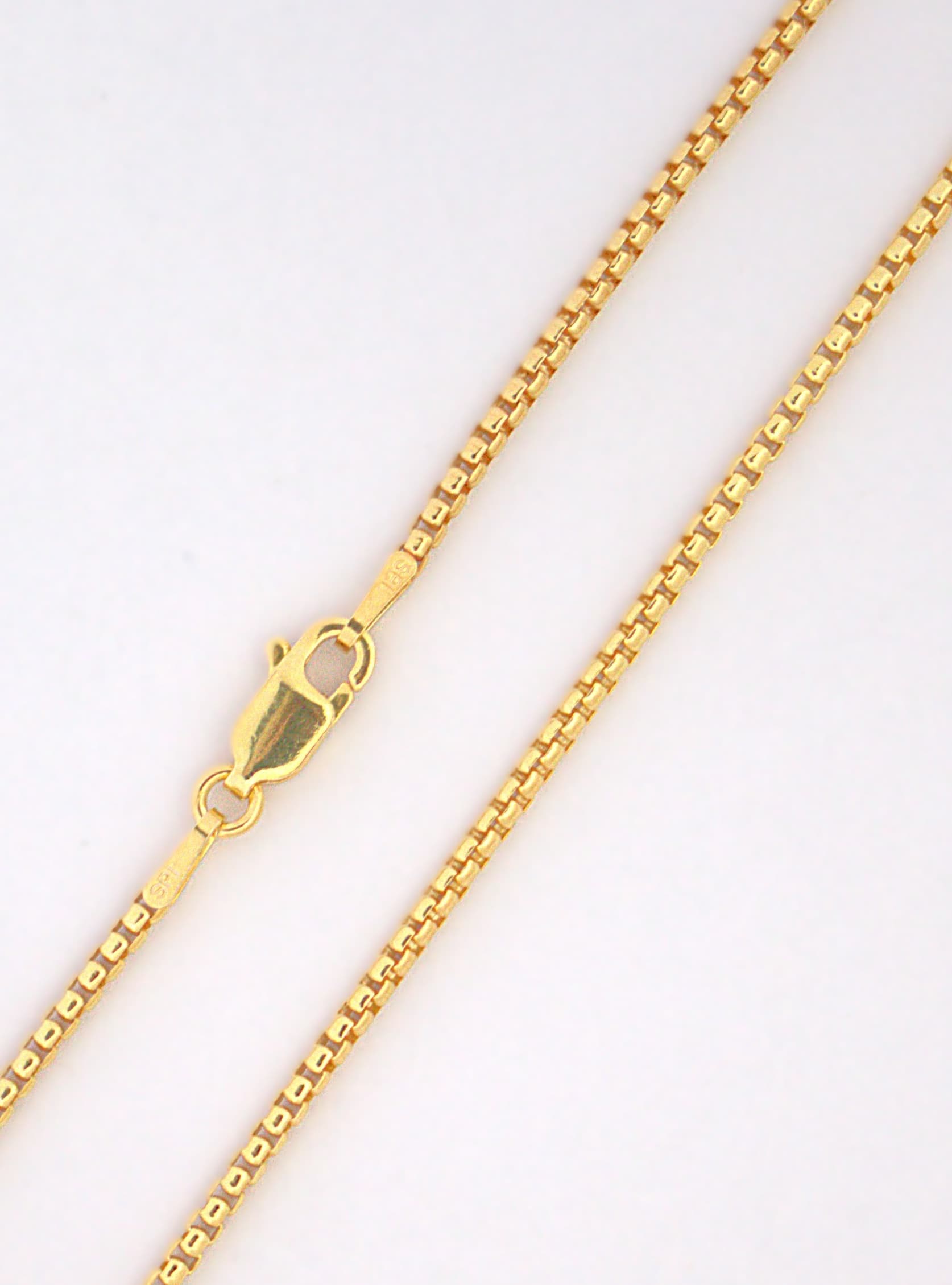 925 Sterling Silver Round Box Chain — Gold / 1.7mm