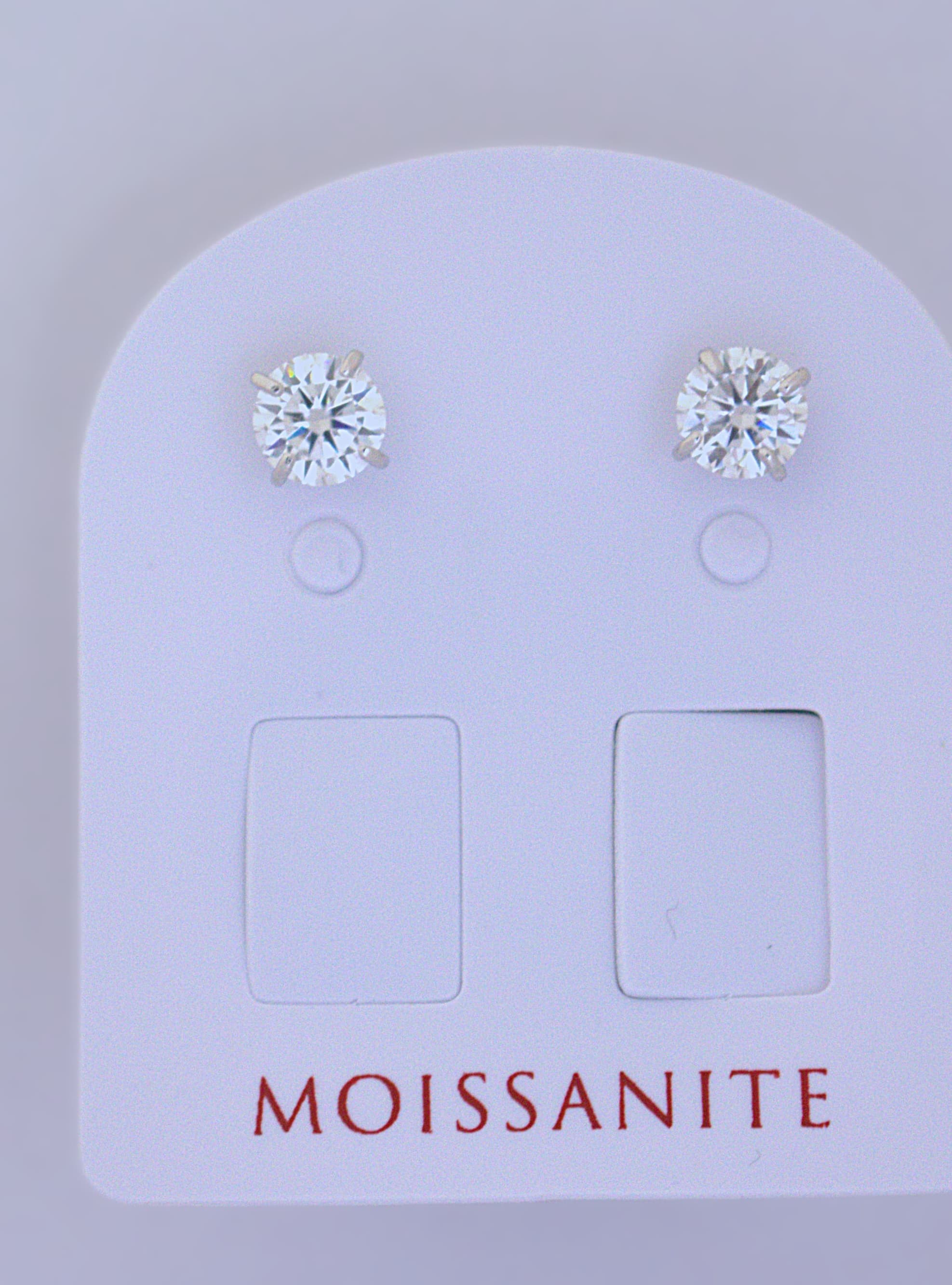 Rhodium-Plated Moissanite Push-Back Earring